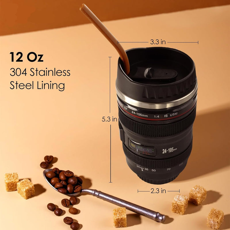 Camera Lens Stainless Steel Vacuum Thermos Cup