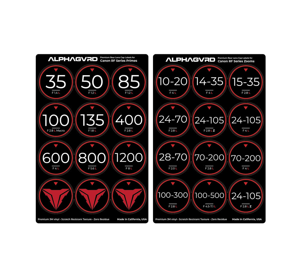 Rear Lens Cap Labels for Canon RF L Series set